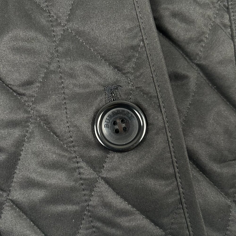 Womens Burberry Quilted Black Jacket Size M Nova Check Button - Picture 7 of 13